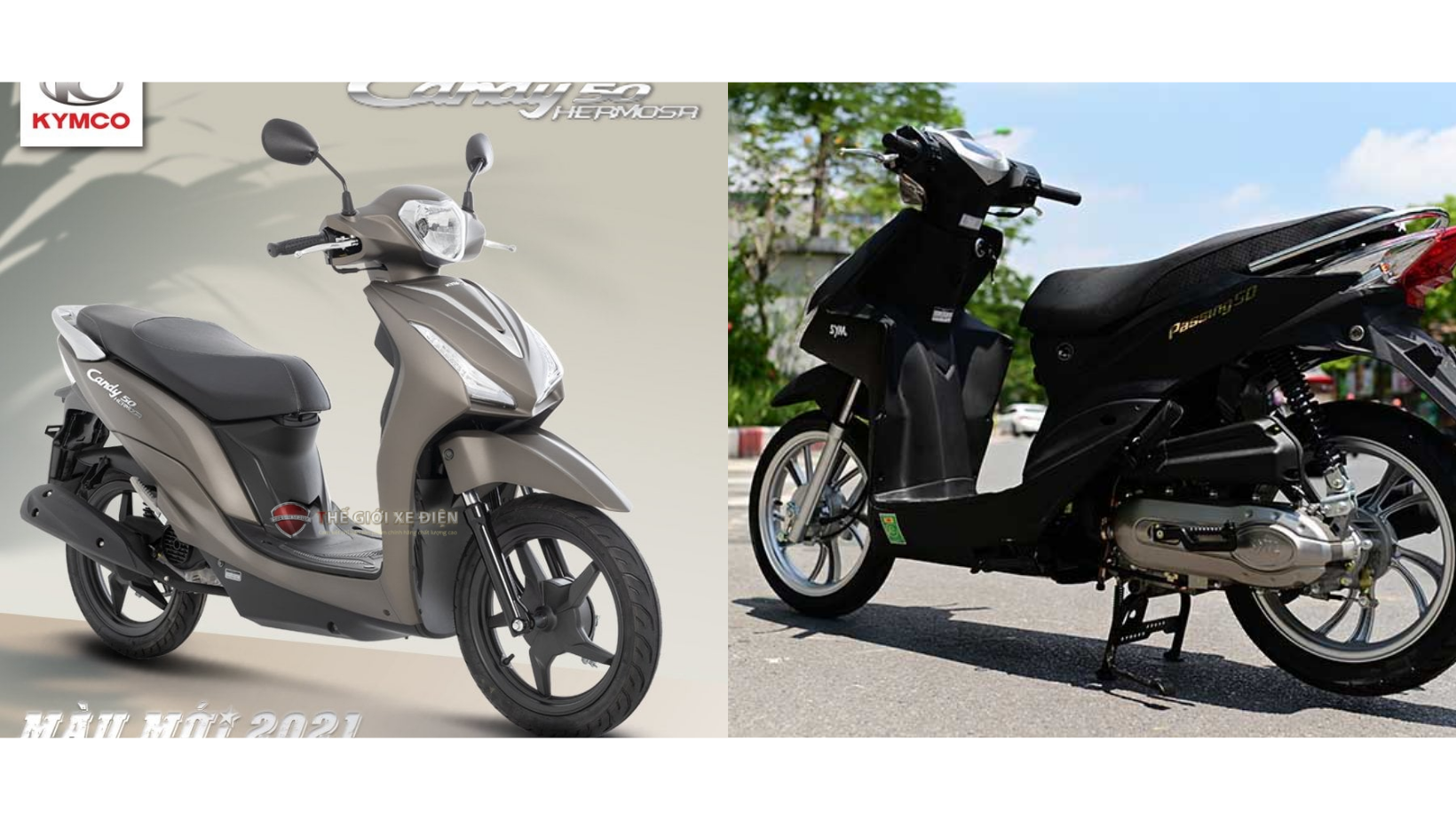 Xe máy 50cc Kymcoo Candy Hermosa và SYM Passing Xe máy 50cc Kymcoo Candy Hermosa và SYM Passing