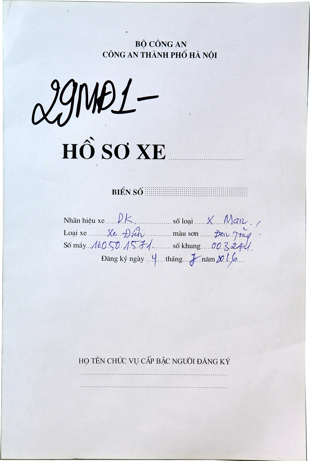 Hồ sơ đăng kí xe điện Hồ sơ đăng kí xe điện