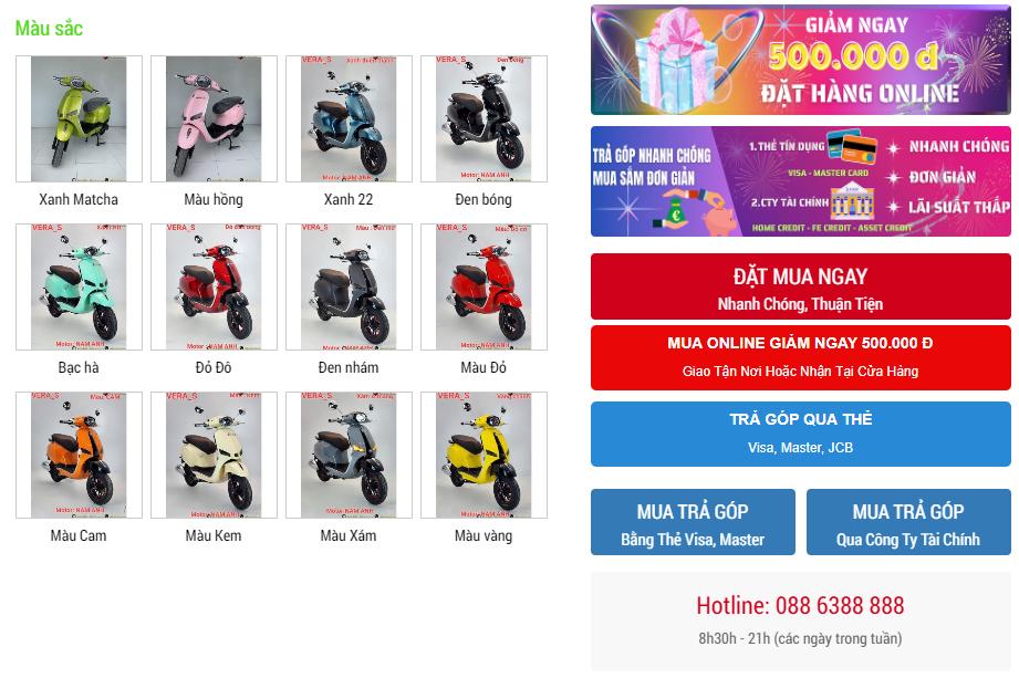 bảng màu xe ga 50cc vera s việt thái bảng màu xe ga 50cc vera s việt thái
