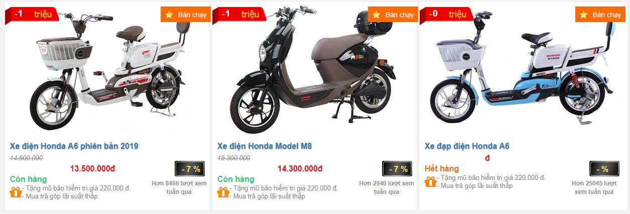 Bảng giá xe đạp điện Nhật tại Hồ Chí Minh gia-xe-dap-dien-honda